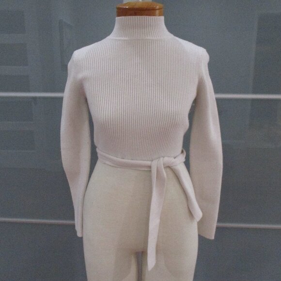 Zara Mock Neck Open Back Long Sleeve Sweater - Picture 1 of 5